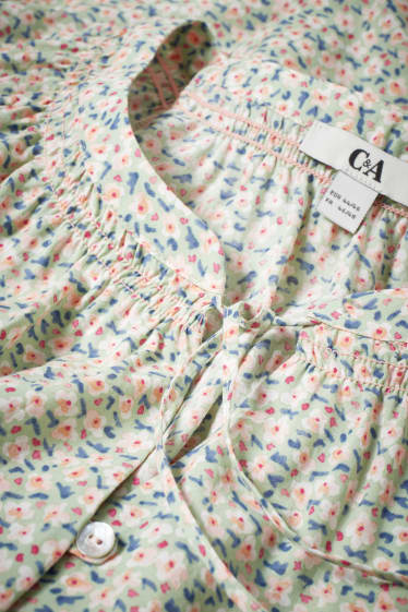 Women - Blouse - floral - light green