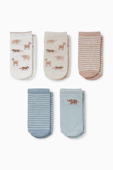 Babies - Multipack of 5 - animals - baby socks - cremewhite