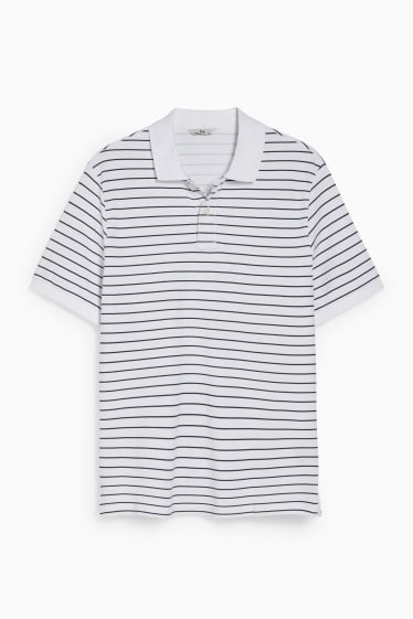 Men - Polo shirt - striped - white