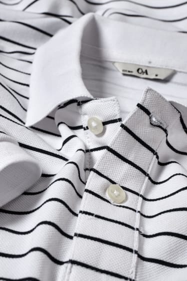 Men - Polo shirt - striped - white