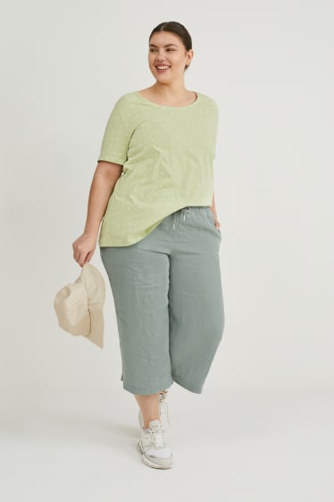 Women - Linen culottes - mint green