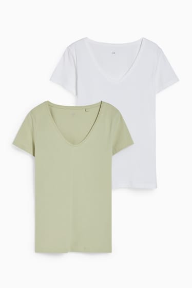 Femmes - Lot de 2 - T-shirt basique - vert menthe