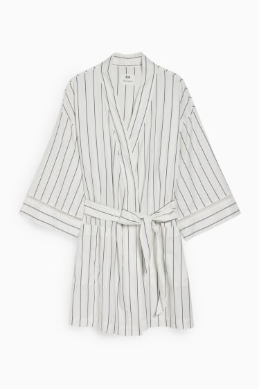 Women - Kimono - striped - white