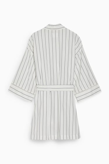 Women - Kimono - striped - white