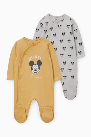 Babies - Multipack of 2 - Mickey Mouse - baby sleepsuit - yellow