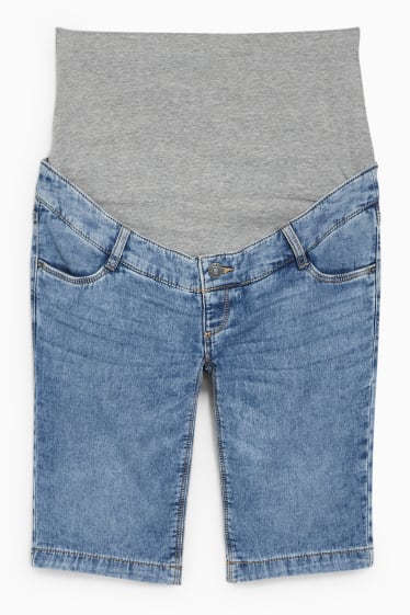 Women - Maternity denim bermuda shorts - denim-light blue