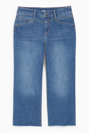 Women - Wide leg jeans - mid-rise waist - blue denim