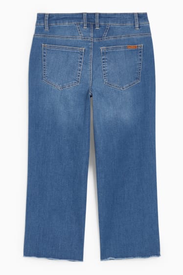 Women - Wide leg jeans - mid-rise waist - blue denim