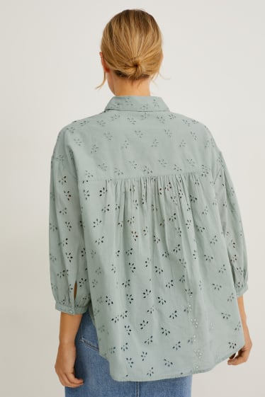Damen - Bluse - bestickt - mintgrün