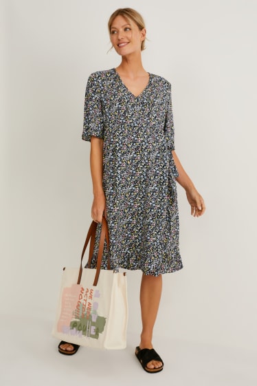 Women - Nursing dress - floral - dark blue