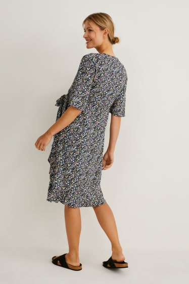 Dona - Vestit de lactància - de flors - blau fosc