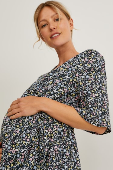 Donna - Vestito per allattamento - a fiori - blu scuro
