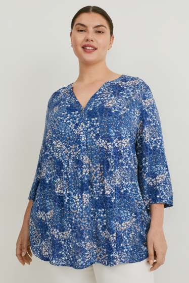 Women - Blouse - floral - blue