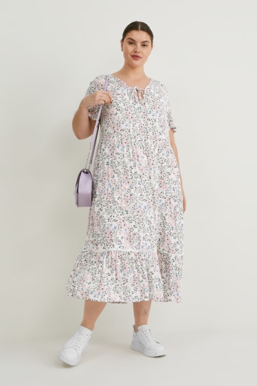 Women - Fit & flare dress - floral - white