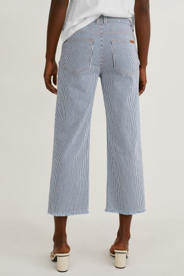 Women - Wide leg jeans - striped - white