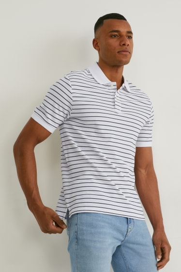 Men - Polo shirt - striped - white