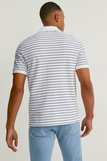 Men - Polo shirt - striped - white