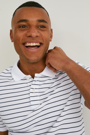 Men - Polo shirt - striped - white