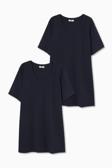 Dames - Set van 2 - T-shirts - donkerblauw