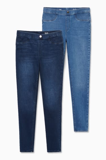 Femmes - Lot de 2 - jegging jean - mid waist - effet push-up - jean bleu