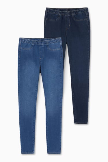 Dames - Set van 2 - jegging jeans - jeansblauw