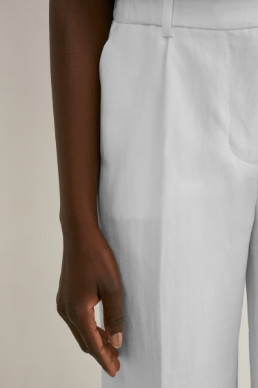 Kobiety - Spodnie z materiału - wide leg - miks lniany - biały