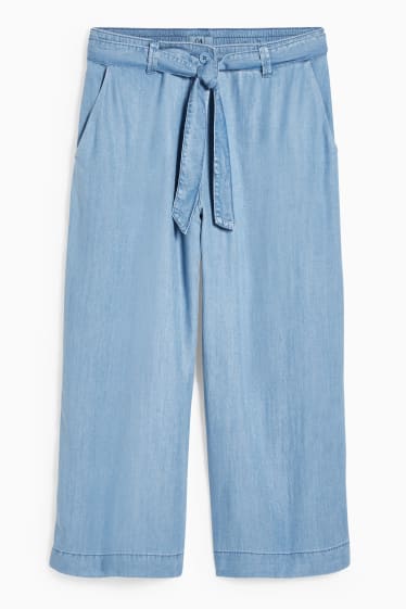 Dámské - Kalhoty culotte - džíny - světle modré