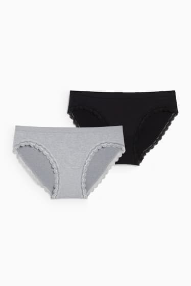 Donna - Confezione da 2 - slip premaman - senza cuciture - LYCRA® - grigio melange