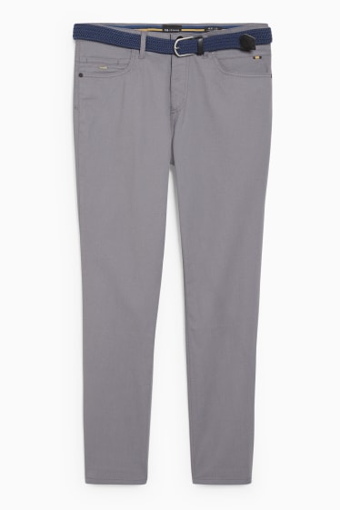 Men - Trousers with belt - regular fit - LYCRA® - gray