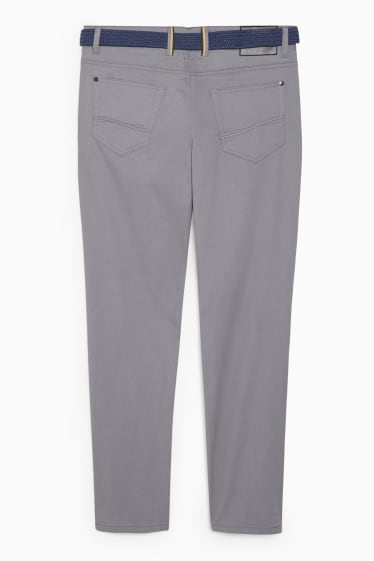 Hommes - Pantalon avec ceinture - regular fit - LYCRA® - gris