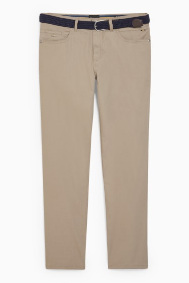 Men - Trousers with belt - regular fit - LYCRA® - light brown