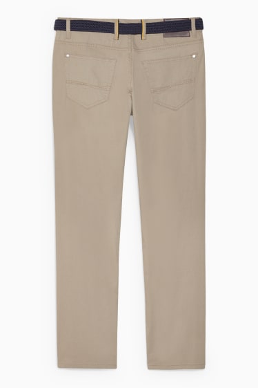 Men - Trousers with belt - regular fit - LYCRA® - light brown