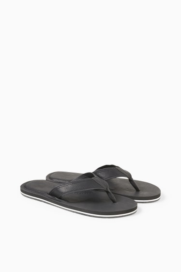 Men - Thong sandals - faux leather - black
