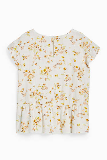 Donna - Blusa - a fiori - bianco