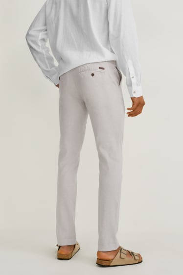 Mężczyźni - Spodnie chino - slim fit - Flex - miks lniany- LYCRA® - beżowy