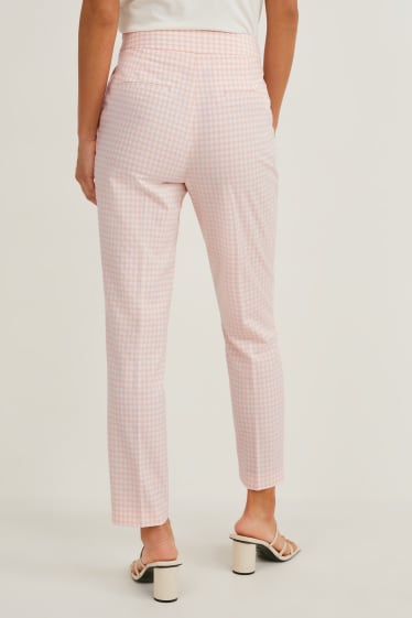 Mujer - Pantalón de tela - slim fit - de cuadros - blanco / rosa
