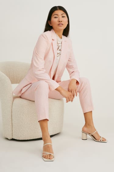Women - Blazer with shoulder pads - check - white / rose