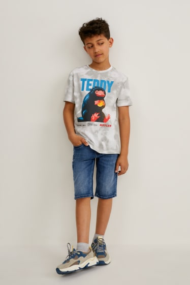 Kinderen - Korte denim broek - jog denim - jeansblauw