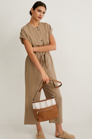 Women - Shoulder bag - faux leather - beige