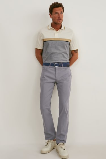 Men - Trousers with belt - regular fit - LYCRA® - gray