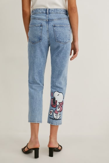 Dames - Mom jeans - high waist - Peanuts - jeanslichtblauw