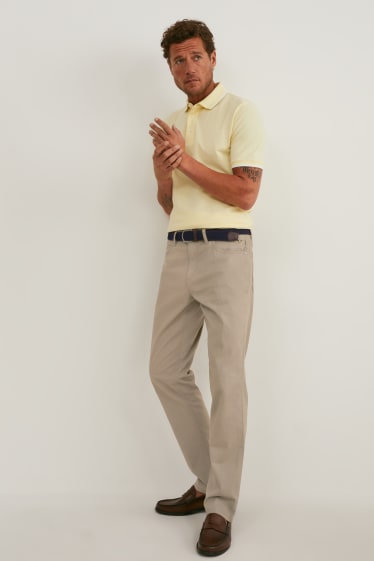 Men - Trousers with belt - regular fit - LYCRA® - light brown