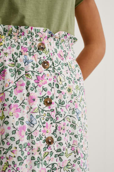 Mujer - Falda - de flores - blanco