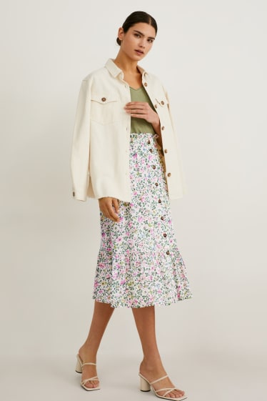 Mujer - Falda - de flores - blanco