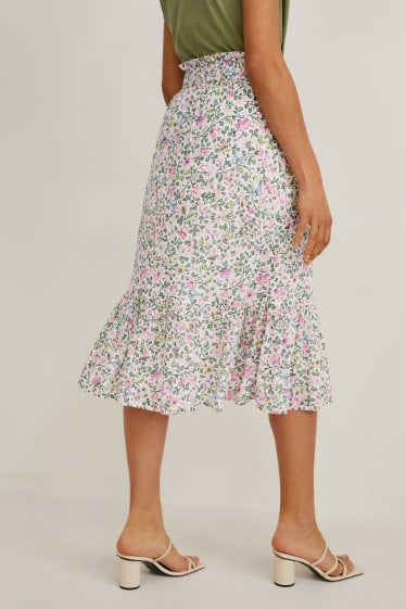 Mujer - Falda - de flores - blanco
