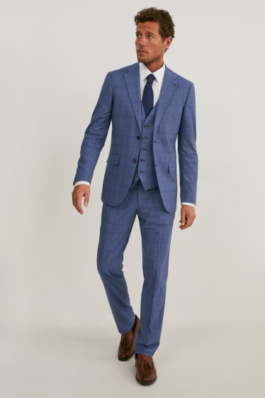 Men - Mix-and-match suit trousers - regular fit - LYCRA® - check - dark blue-melange