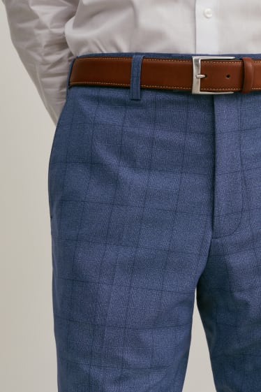 Hombre - Pantalón de vestir - regular fit - LYCRA® - de cuadros - azul oscuro-jaspeado