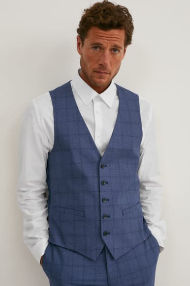 Hommes - Veston de costume - regular fit - LYCRA® - à carreaux - bleu foncé-chiné