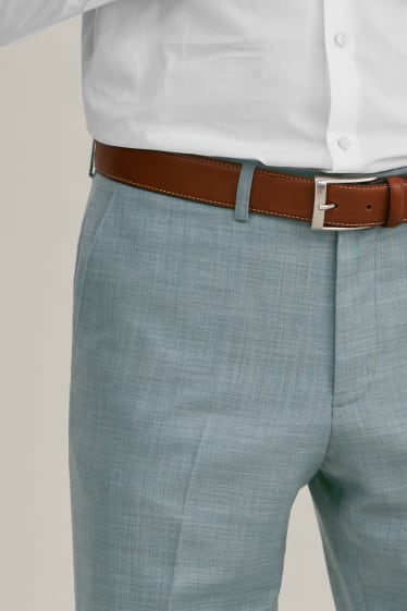 Pánské - Oblekové kalhoty - slim fit - stretch - LYCRA® - zelená-žíhaná