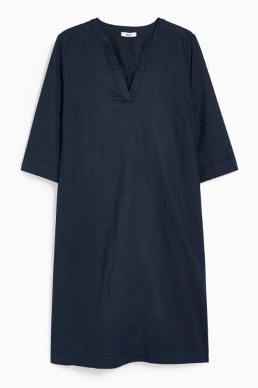 Women - Dress - linen blend - dark blue